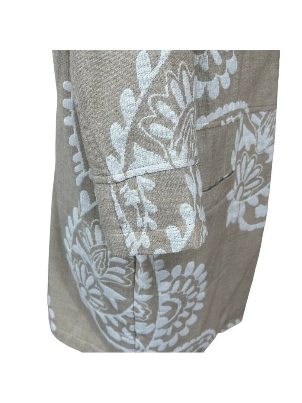 Chico's Beige White Jacquard Jacket Topper Cotton Linen Size 0 - Picture 10 of 12